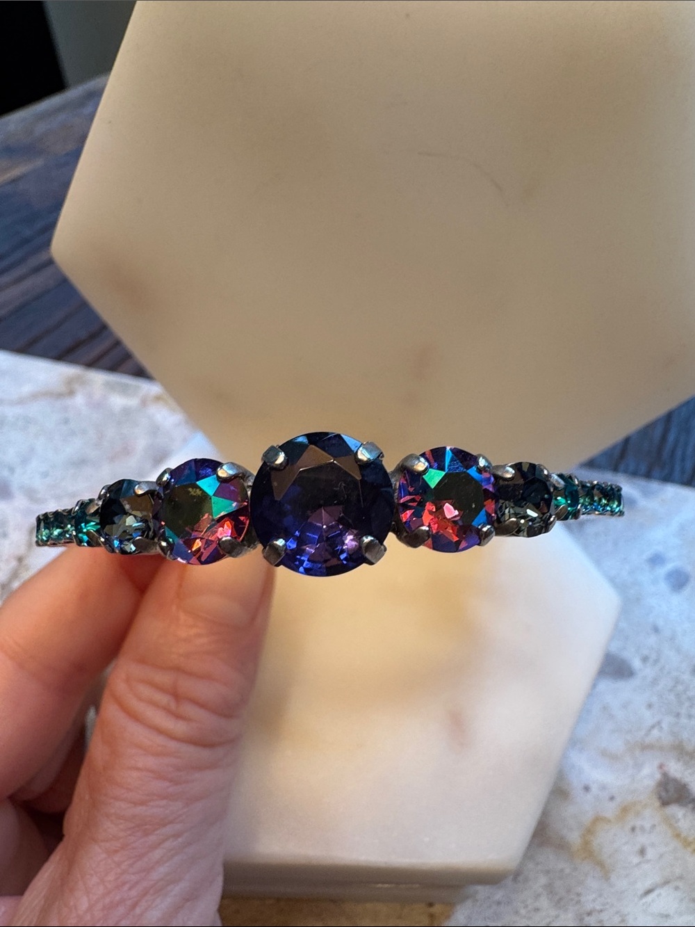 Sorrelli purple stone cuff bracelet with multi faceted crystals Purple/Blue
